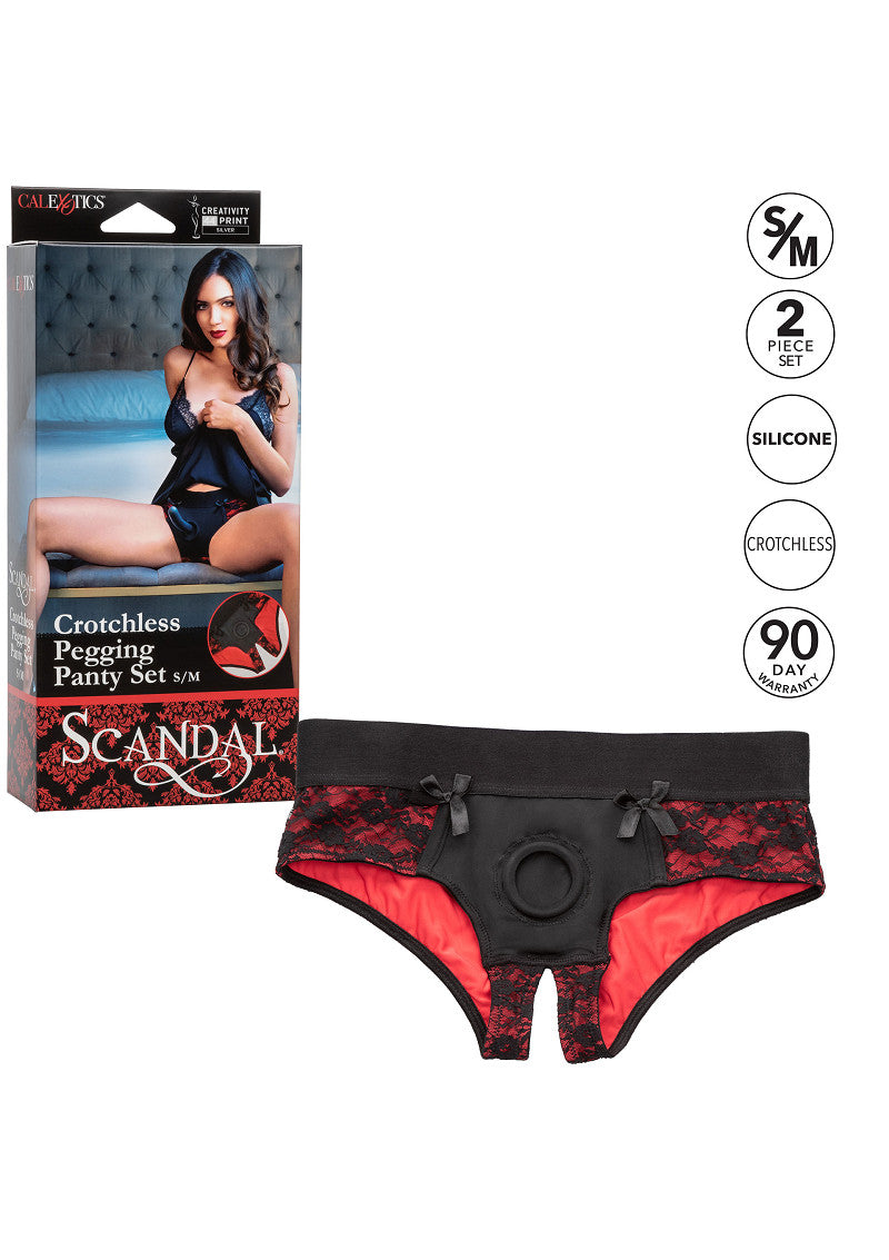 CalExotics Scandal Crotchless Pegging Panty Set - S/M