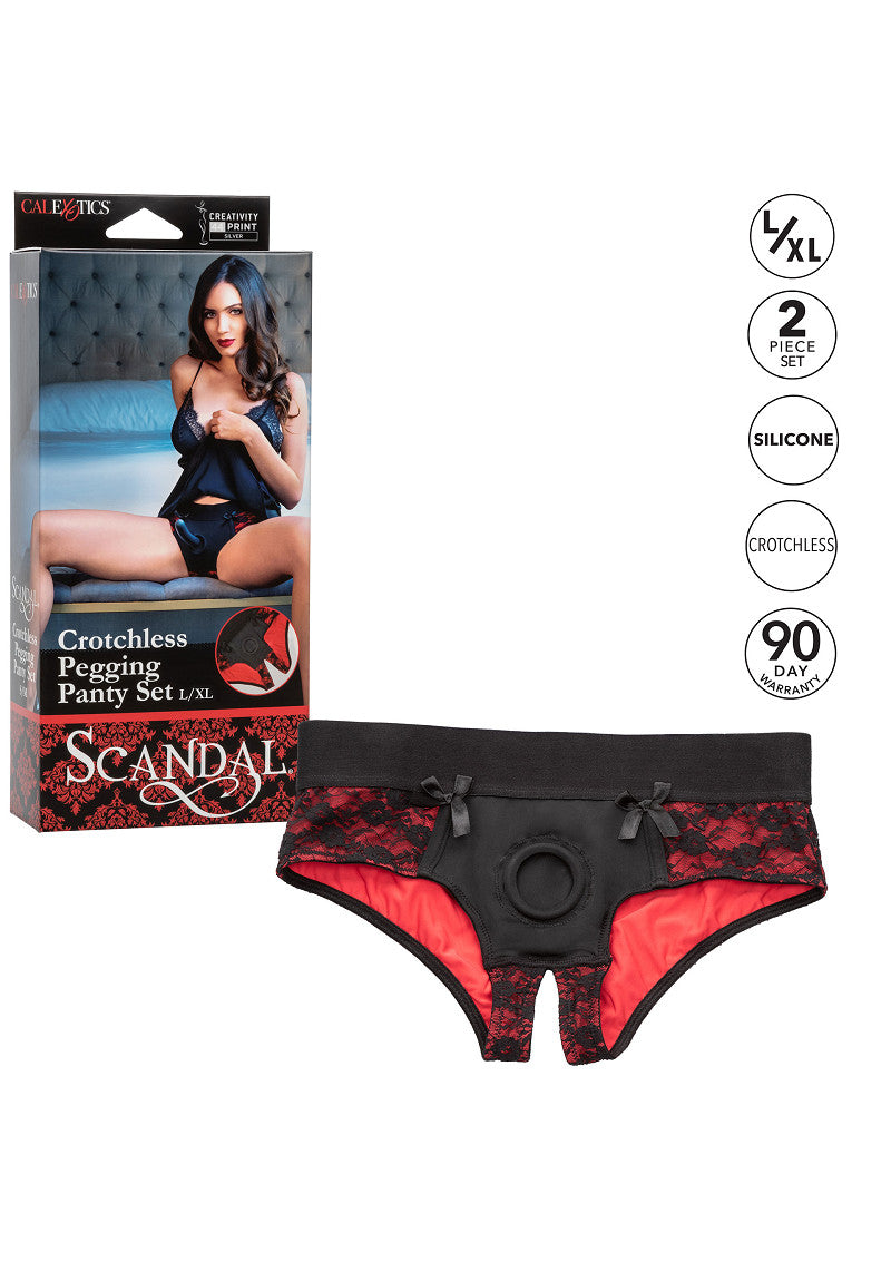 CalExotics Scandal Crotchless Pegging Panty Set - L/XL