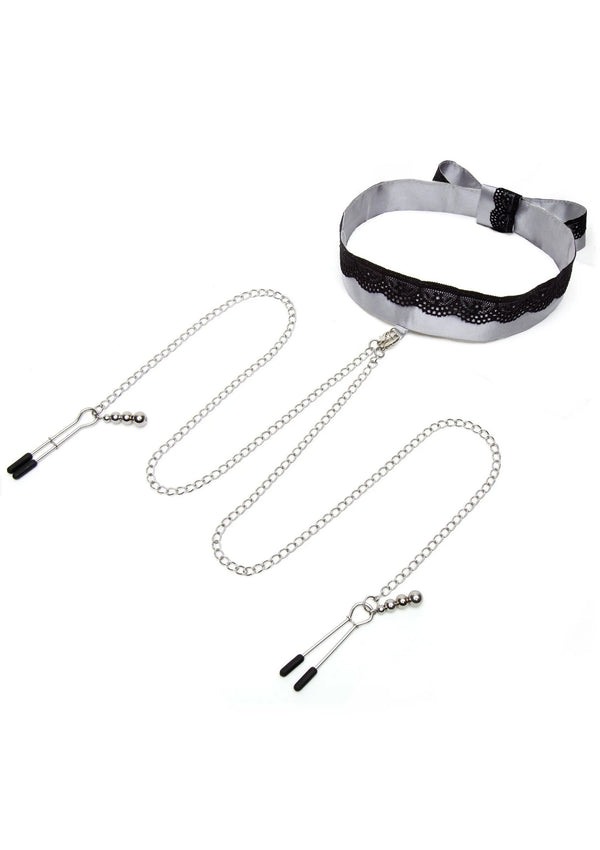 Fifty Shades of Grey Satin Lace Collar & Nipple Clamps