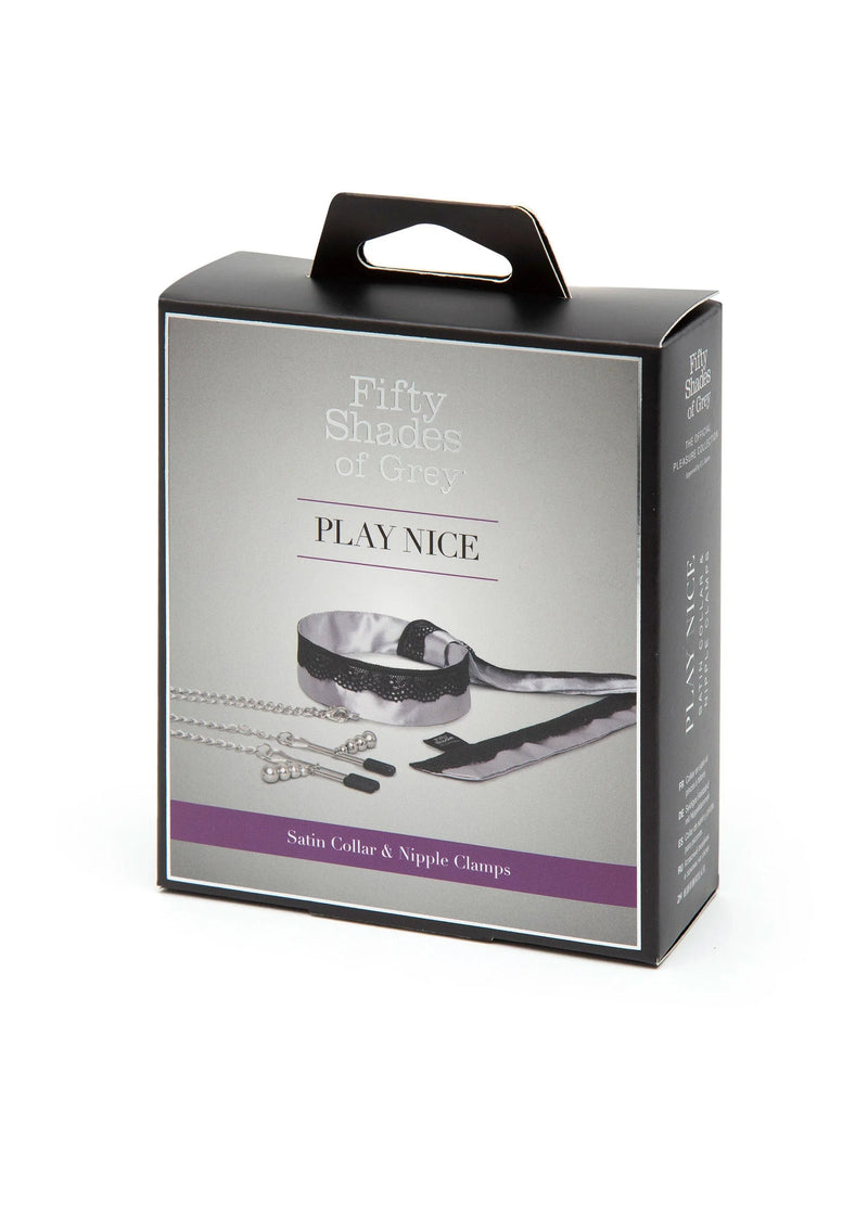 Fifty Shades of Grey Satin Lace Collar & Nipple Clamps