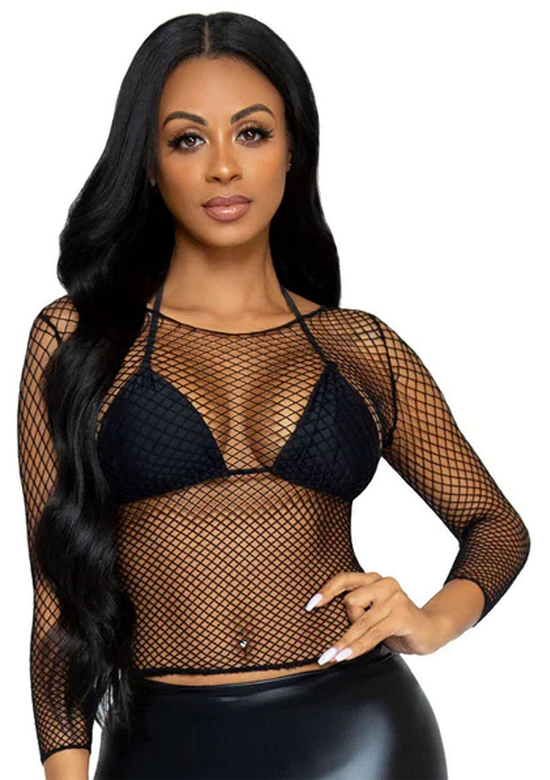 Leg Avenue Elastane Long Sleeved Fishnet Shirt